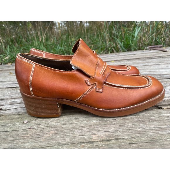 Vintage 1970s Mens Pedwin Leather Platform Stacked Heel Loafer Shoes 8.5D main image 5